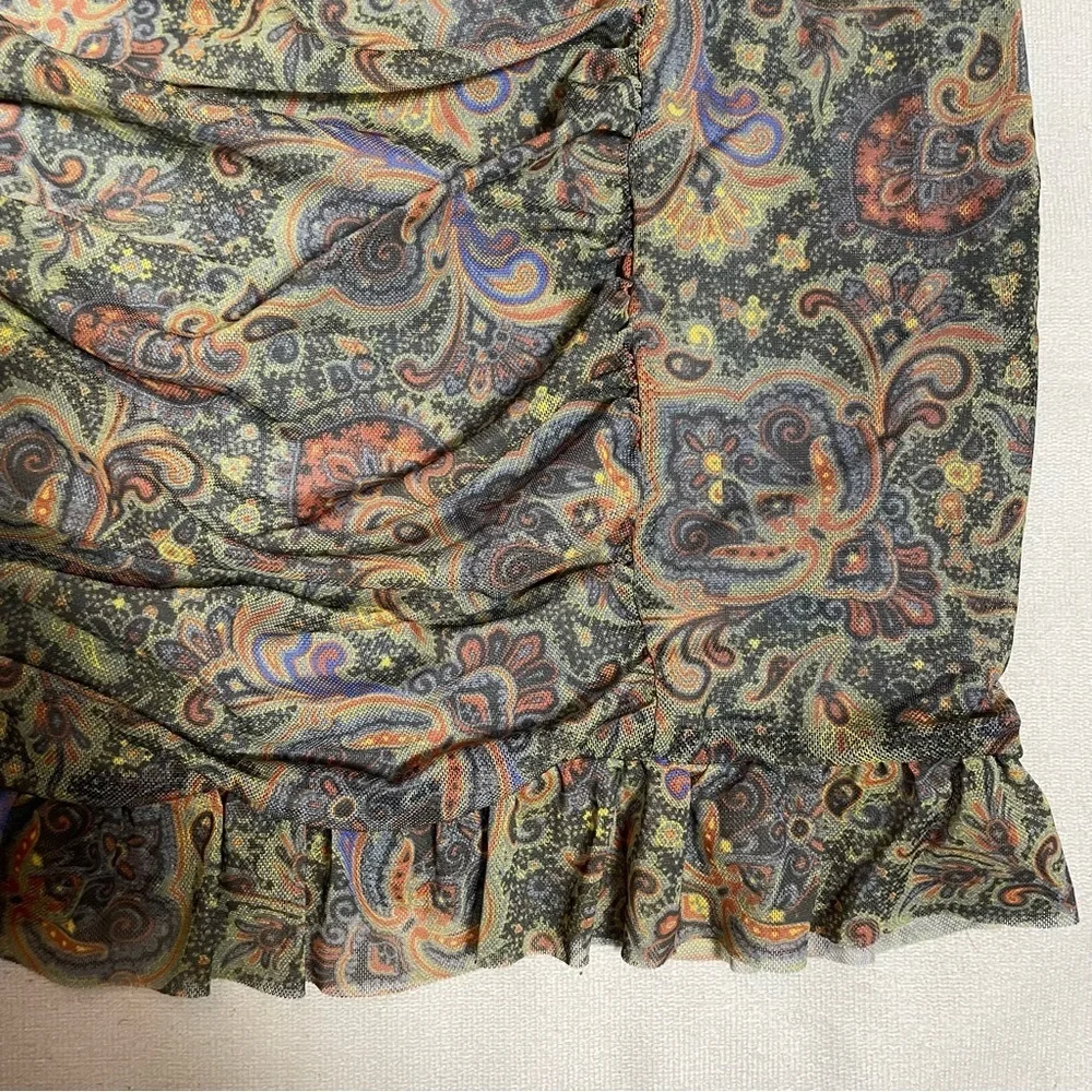 New Free People Romi Mesh Paisley Mini Skirt Size XS